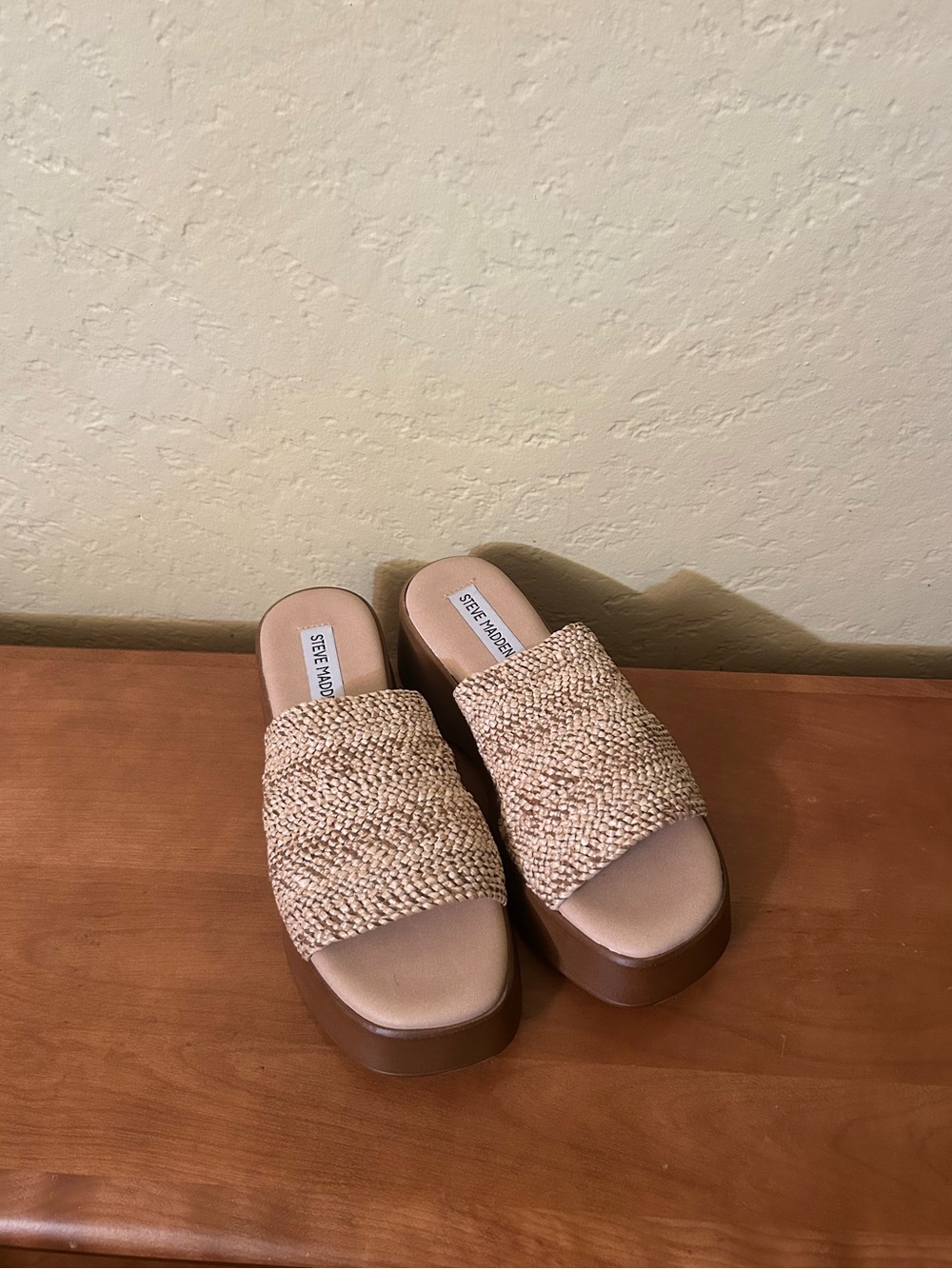 NEW Steve Madden Slinky30 Platform Sandal - Woven/Raffia